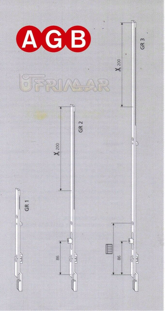 PROLUNGA TOP AGB cod. A20020003 GR3 mm.600 Corsa 16+16 ricambio per finestre