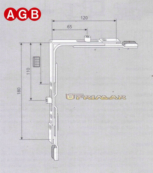 Movimento angolare AGB cod.A200090008 GR8 mm.120x180 ricambio per anta ribalta