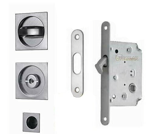 KIT QUADRO CON SERRATURA PER PORTE SCORREVOLI CROMO SATINATO E0374N51 VITEL