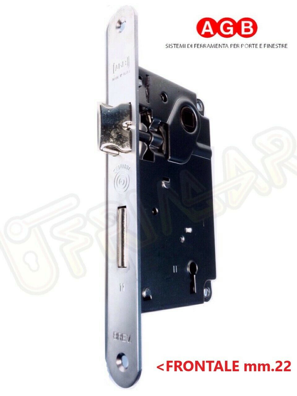 SERRATURA AGB PATENT CENTRO 1001.50 mm.50 CROMO OPACO INFILARE PORTA DIST.90