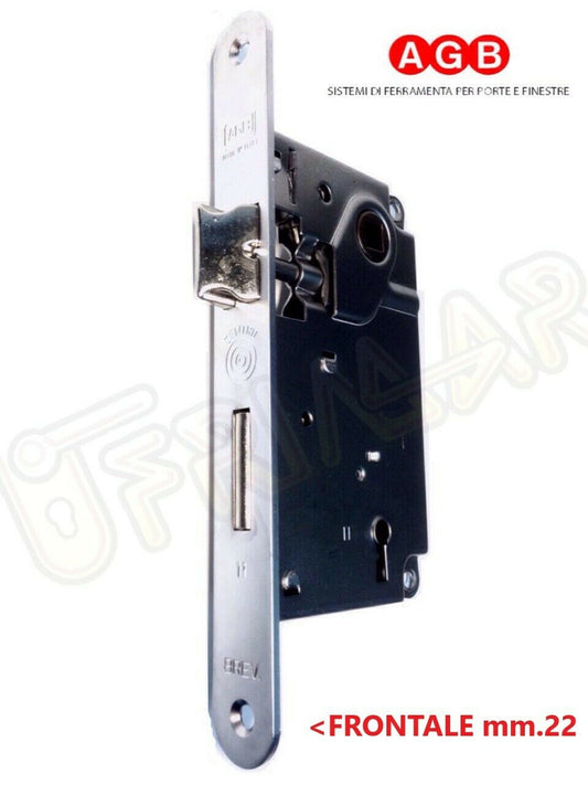 SERRATURA AGB PATENT CENTRO 1001.50 mm.50 CROMO OPACO INFILARE PORTA DIST.90