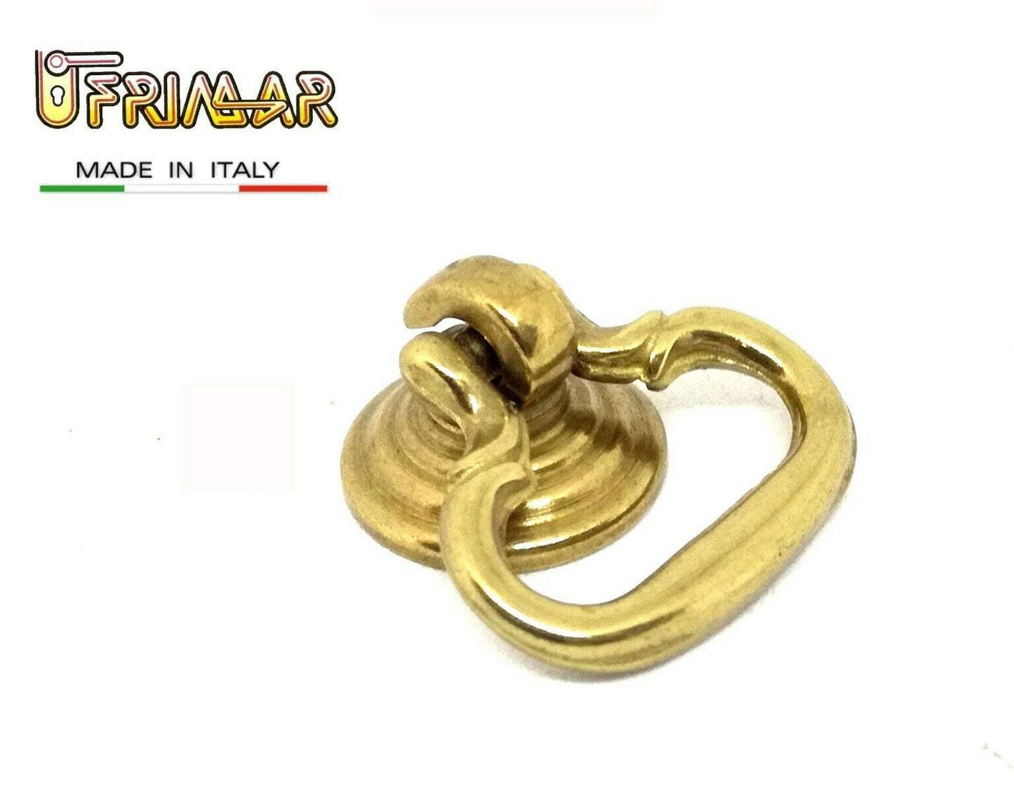 MANIGLIA PENDENTE ANELLO PER MOBILI ANTICHI Fil. 4MA OTTONE LUCIDO ditta BESANA