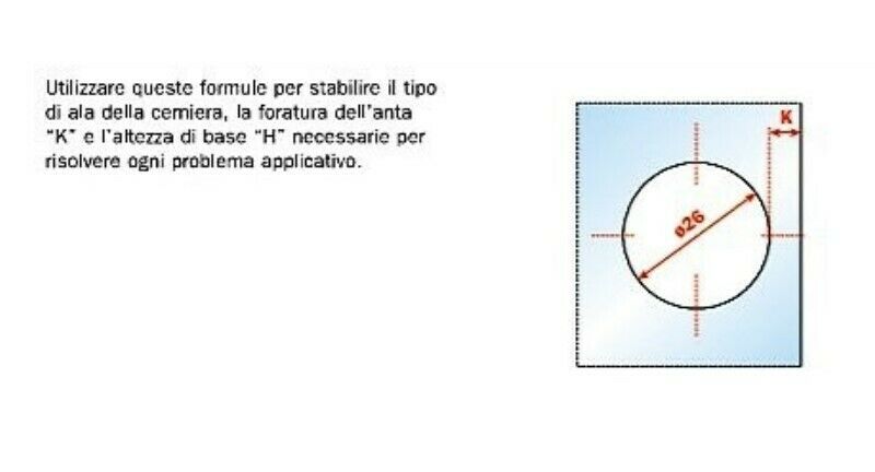 CERNIERA PER VETRO SALICE C2C7A39 FORO D.26 A SORMONTO COPERTURE VARI COLORI