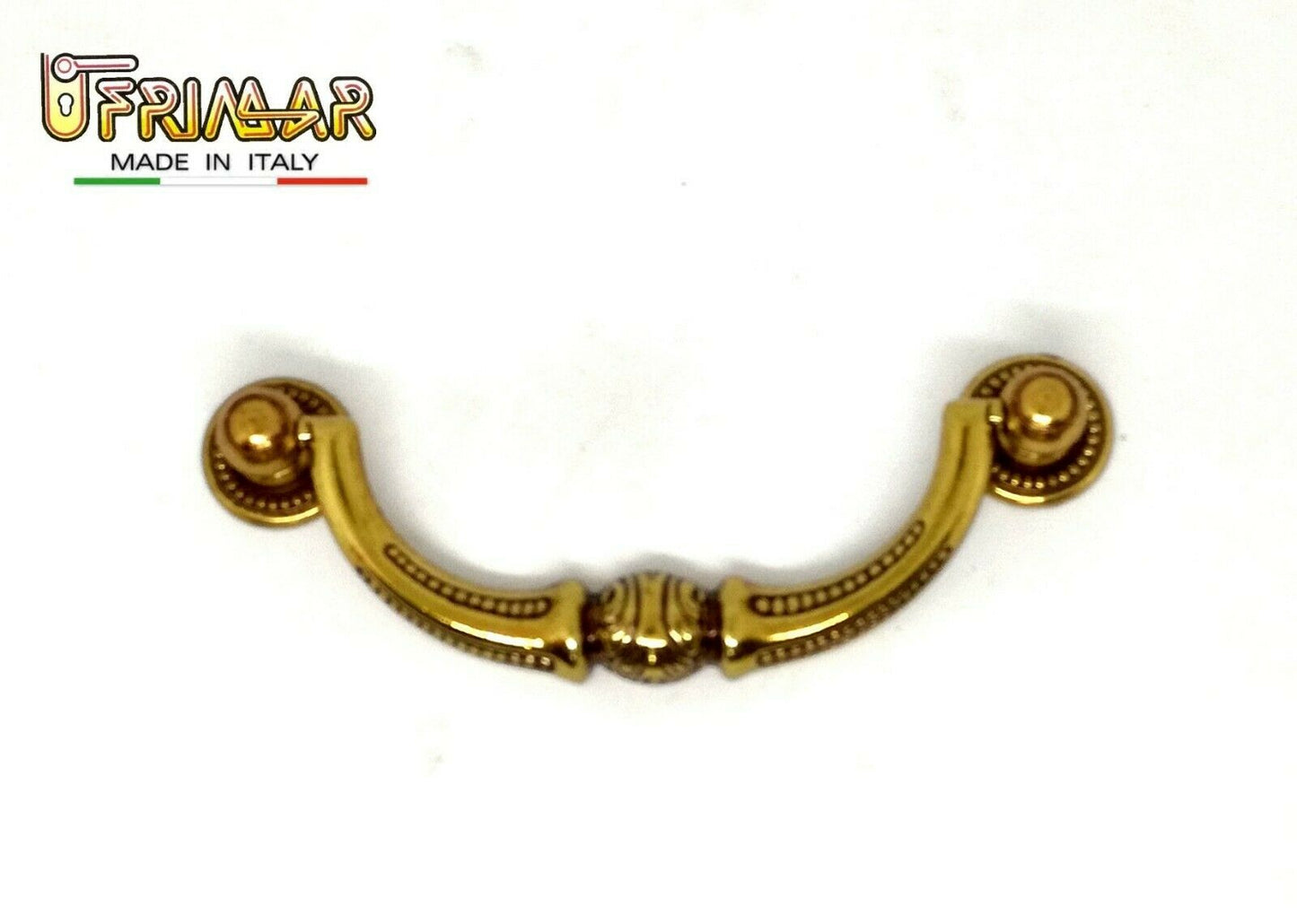 MANIGLIETTA PER MOBILI ANTICHI Interasse mm.96 ORO FRANCESE ditta GIUSTI