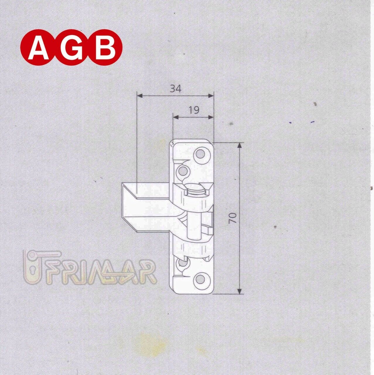 Supporto forbice AGB cod.A200160101 Aria mm.4 Ambidestro per anta Kg.80 Cerniera