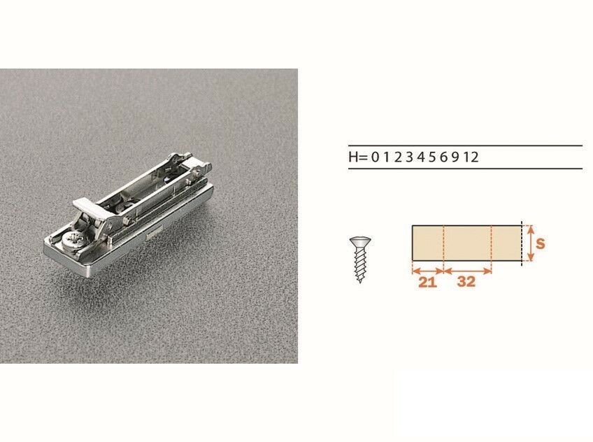 BASE PER CERNIERA SALICE BAP3R39 H.mm.3 A INNESTO RAPIDO REGOLABILE