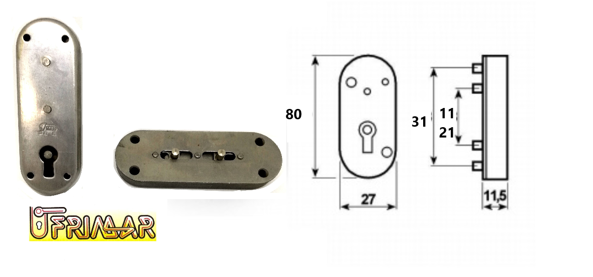 SERRATURA A STRINGA MERONI  mm.80x27 SERRATURA OVALE PER MOBILI 2 MANDATE