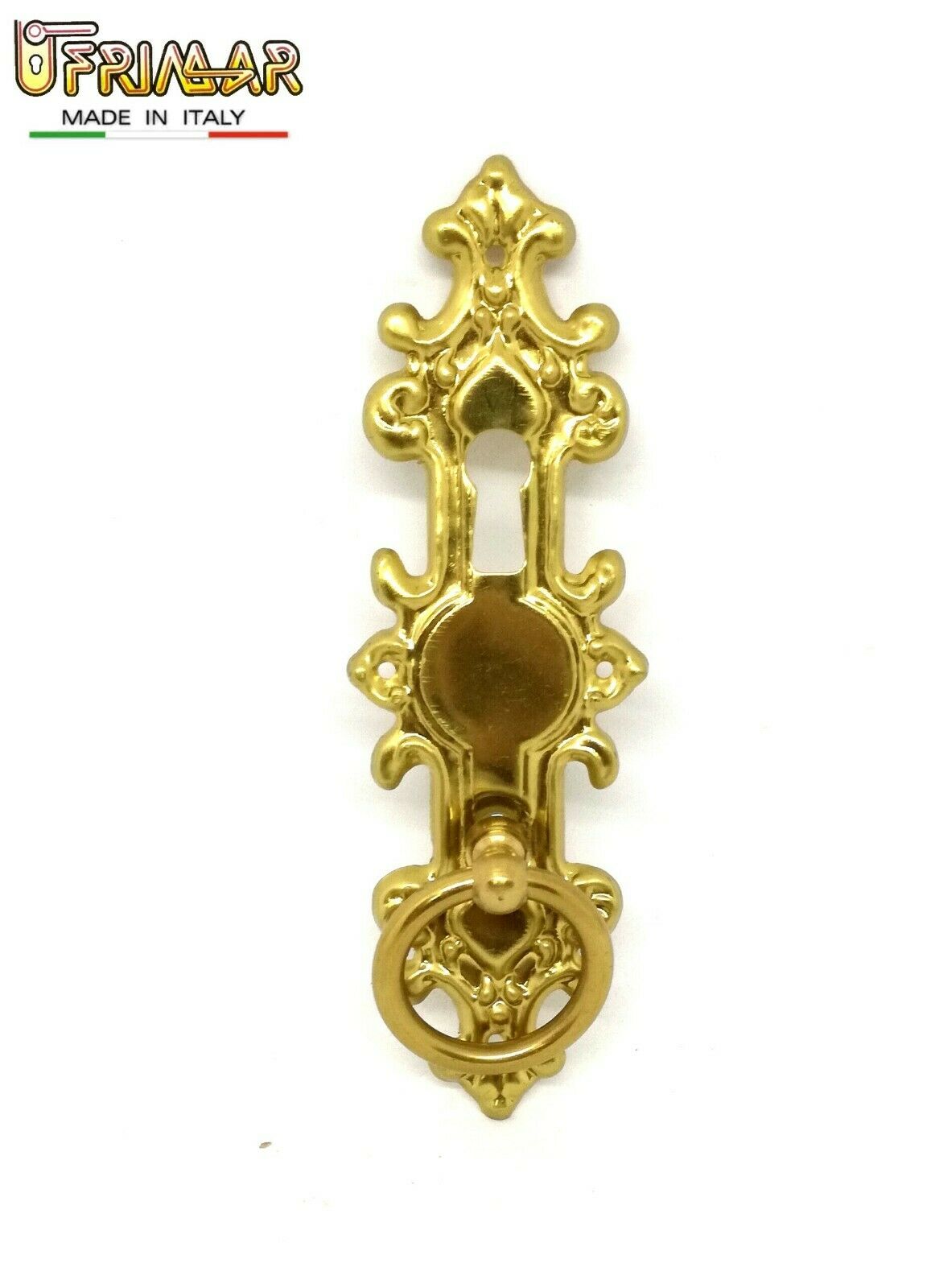 MANIGLIA CLASSICA PER MOBILE ANTICO AD ANELLO FORO CHIAVE OTTONE LUCIDO GIUSTI