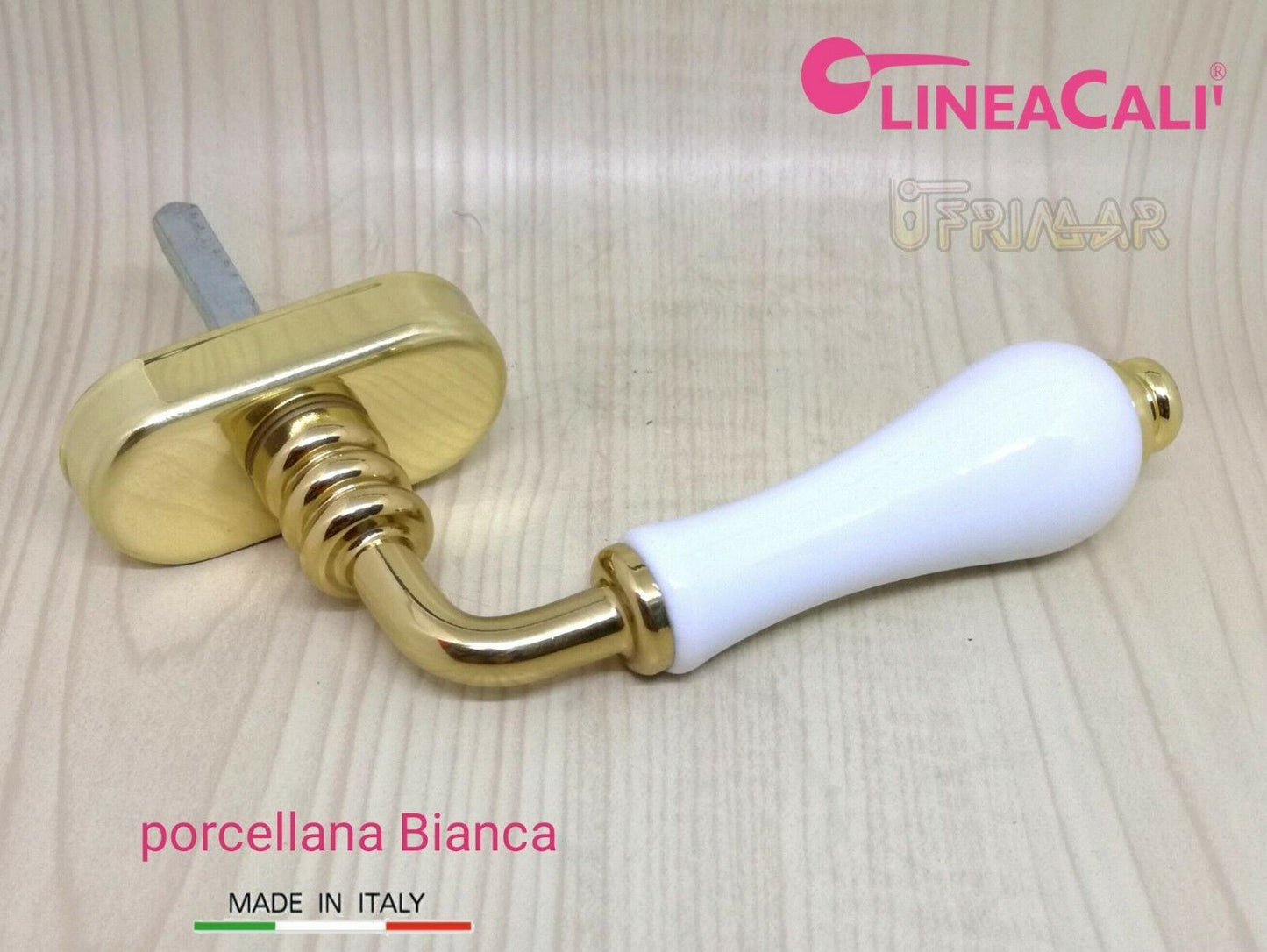 Cremonese ceramica DK per finestra porcellana bianca e Ottone lucido LINEA CALI'