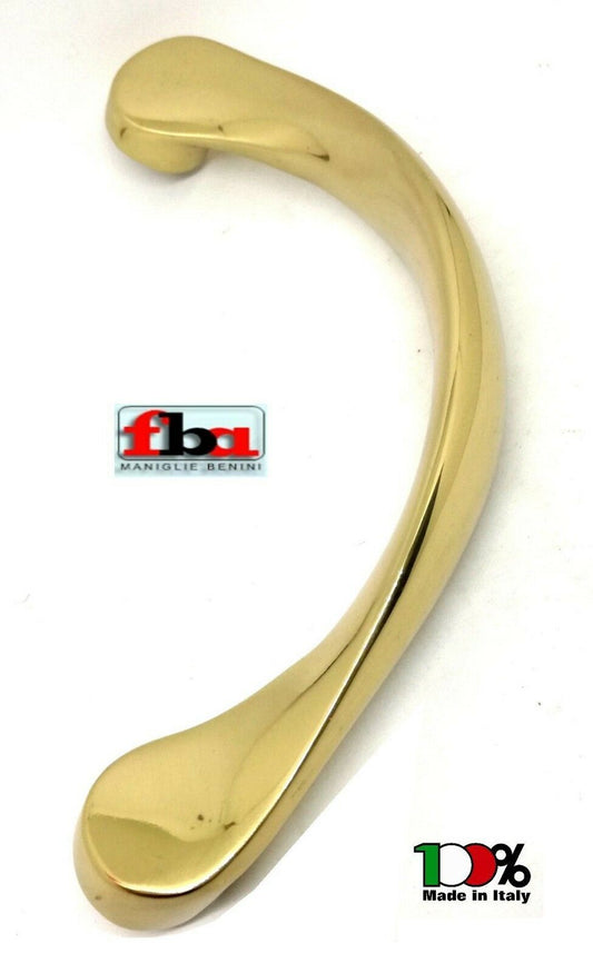 MANIGLIONE PORTA CURVO IN OTTONE FBA MARTINA mm.230 ORO LUCIDO Interasse mm.200