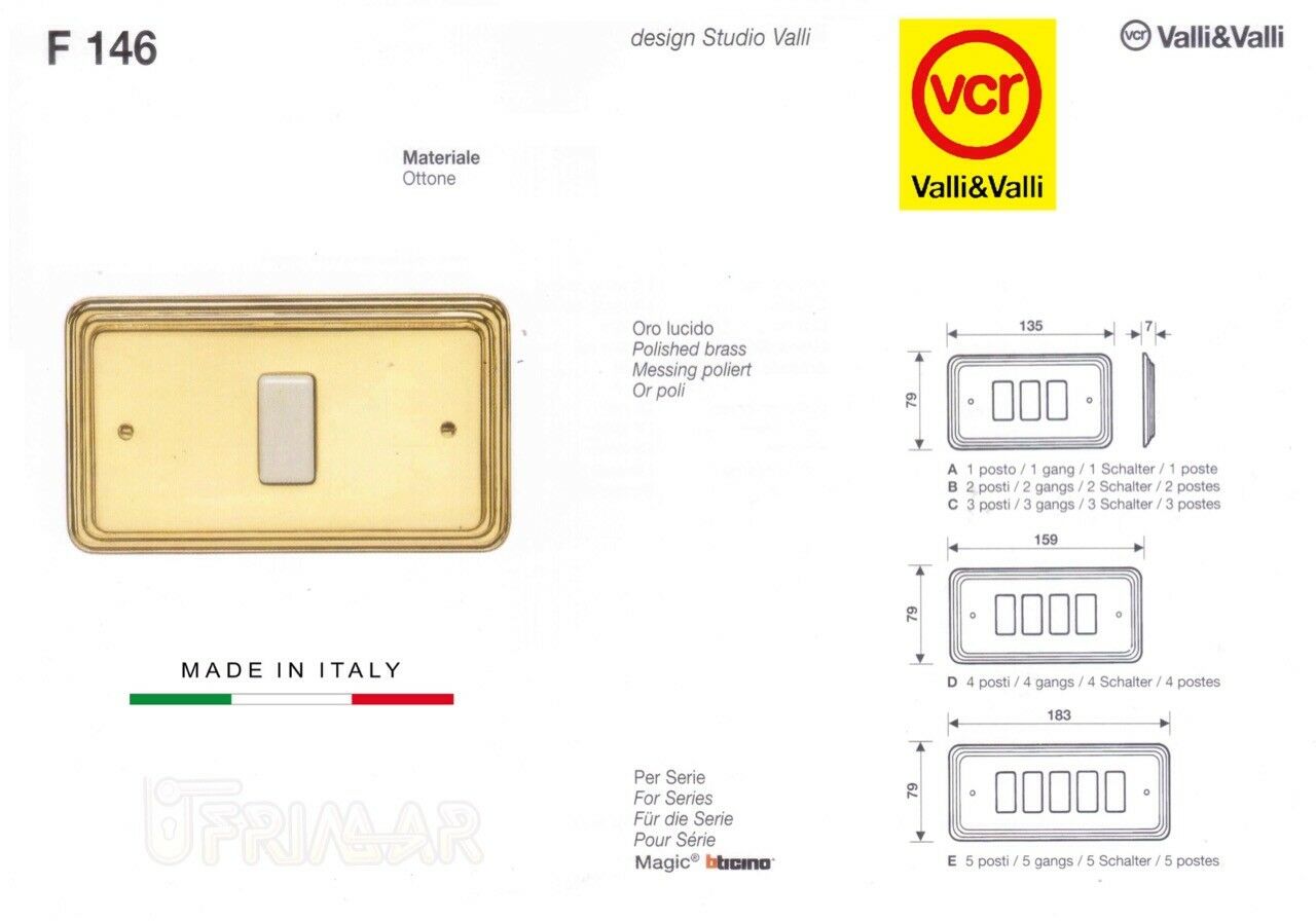 Coprinterruttore Valli e Valli F146 Ottone Lucido 4 Fori Valli & Colombo Magic