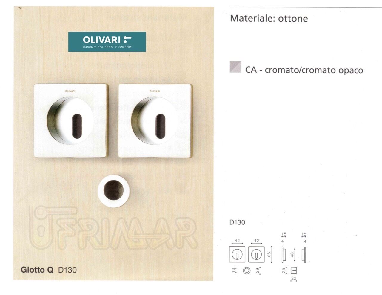 MANIGLIE INCASSO PORTE SCORREVOLI OLIVARI D130 GIOTTO QUADRO CA CROMO LUC.+SAT.