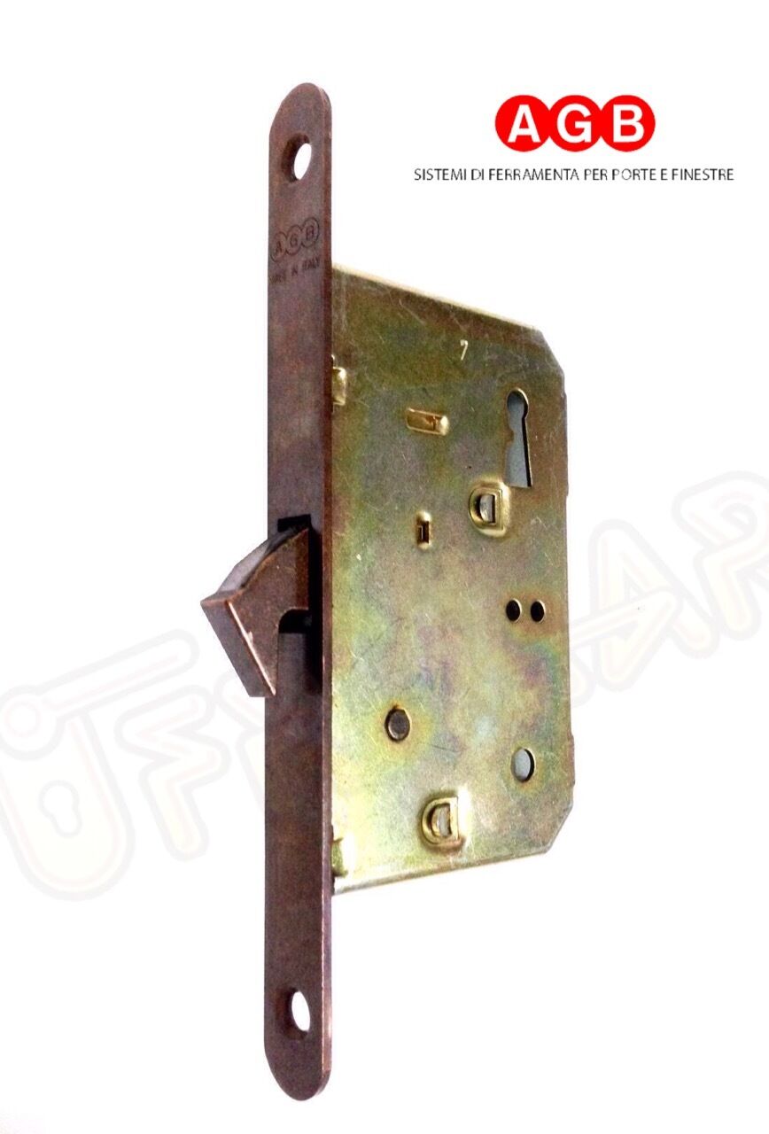 SERRATURA AGB SCIVOLA A GANCIO 01771.50 BRONZATA CHIUSURA A CHIAVE INFILARE