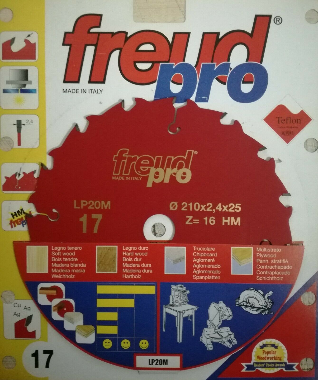 DISCO PER LEGNO FREUD d.210 FORO 25 denti 16 LAMA PER TRONCATRICE SEGA CIRCOLARE