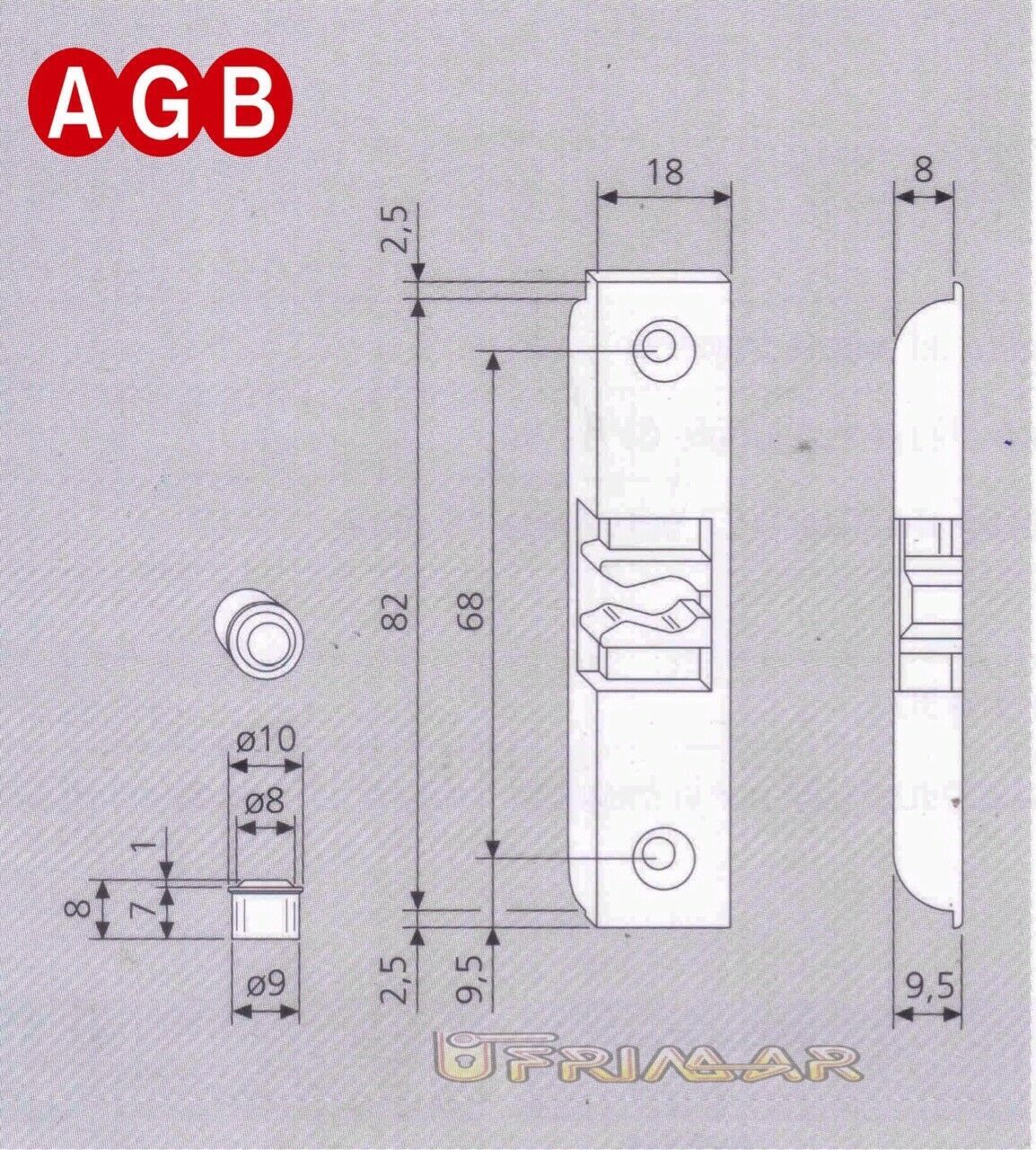 Scrocco porta chiusura AGB cod.A400170118 Aria 4 per infissi legno 41007050