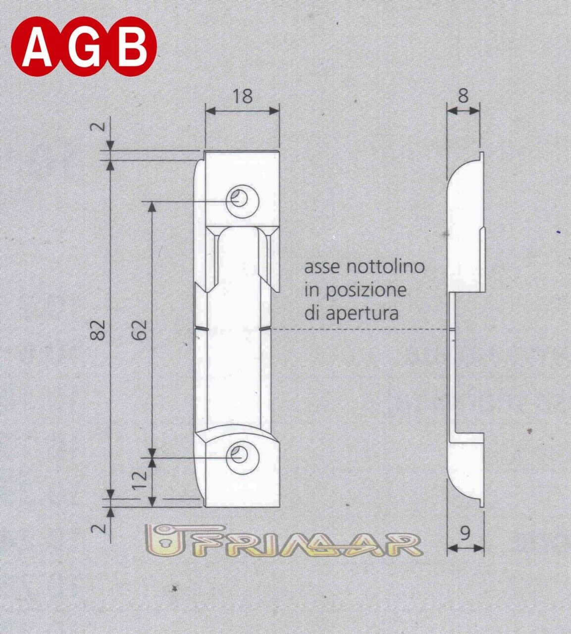 Incontro per nottolino AGB A400170102 Aria mm.4 ricambio anta ribalta 41007002