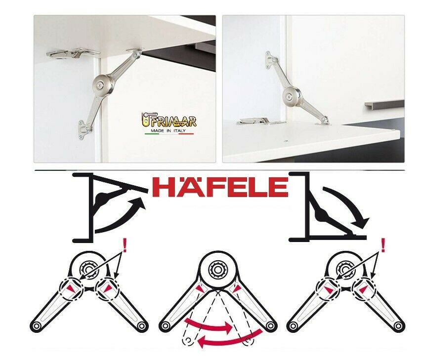 VASISTAS SNODO PER RIBALTE FORZA REGOLABILE AMBIDESTRO AP.MAX 110° HAFELE DUO