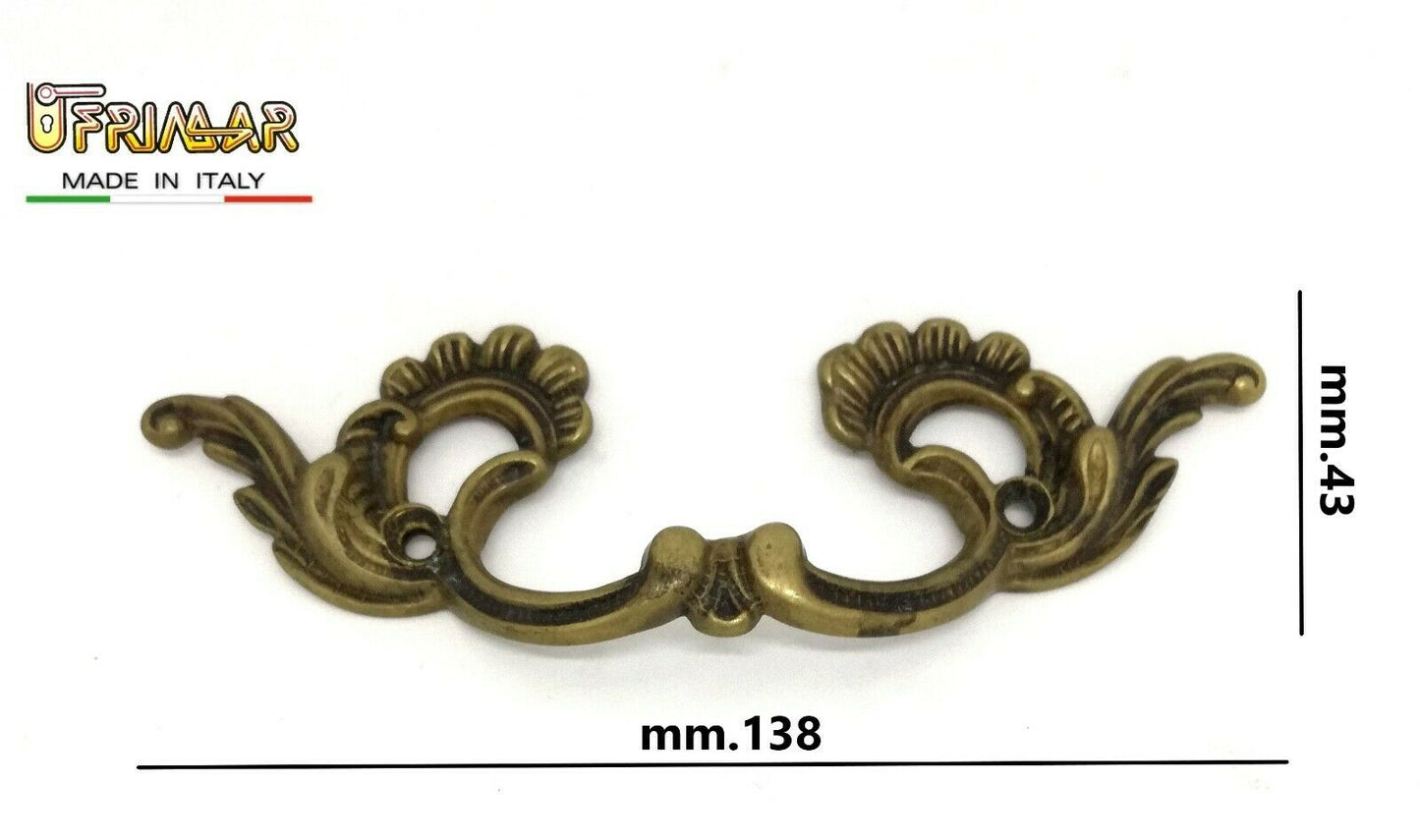 MANIGLIA PER MOBILI ANTICHI MANIGLIETTA mm.138 OTTONE ANTICATO BRONZO GIUSTI