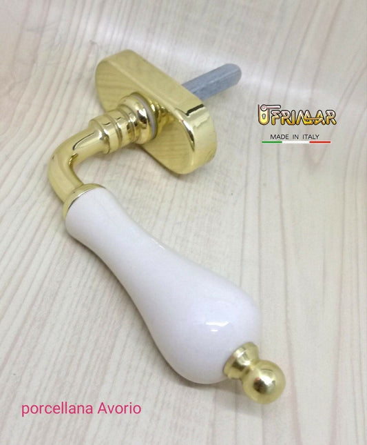 Cremonese ceramica DK martellina finestra porcellana avorio e Ottone lucido FINA