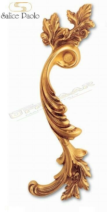 MANIGLIONE PORTA OTTONE SALICE PARIGI 4327 sx mm.296x90 PATINATO ORO VECCHIO