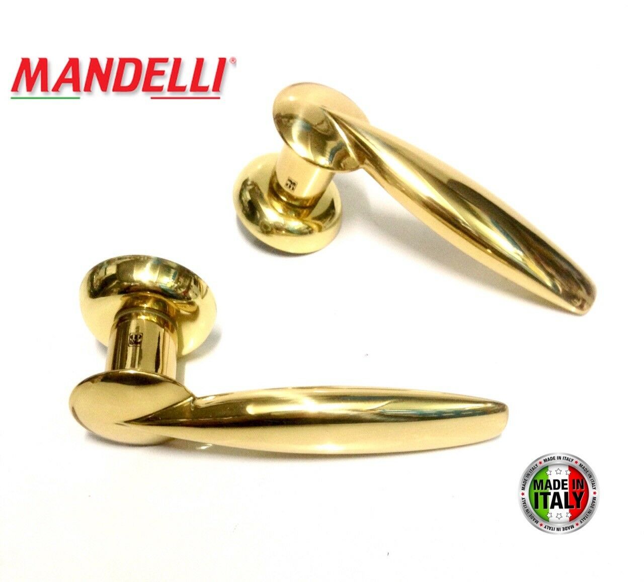 MANIGLIA PER PORTA MANDELLI serie PUNTO 3051 ORO LUCIDO design Marco Maggioni
