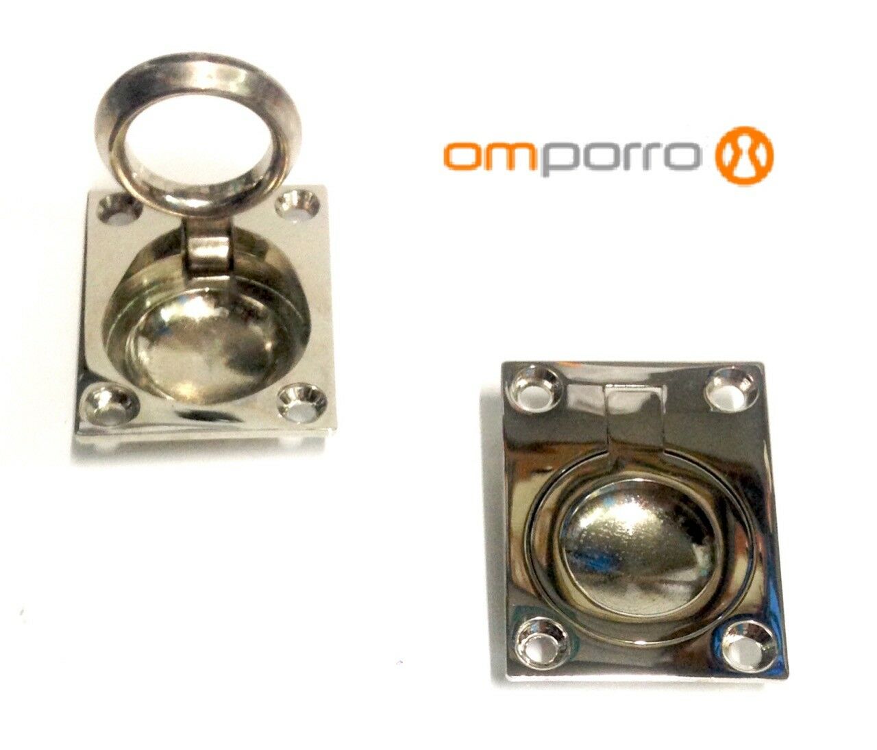 Maniglia incasso con anello Pieghevole per porte in legno mm.51x38 Cromo Lucido