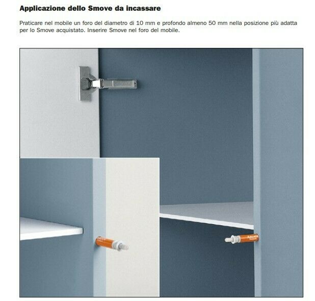 SMOVE SALICE AMMORTIZZATORE PER ANTE CUCINA D006SNB FRENO SILENZIATORE BIANCO