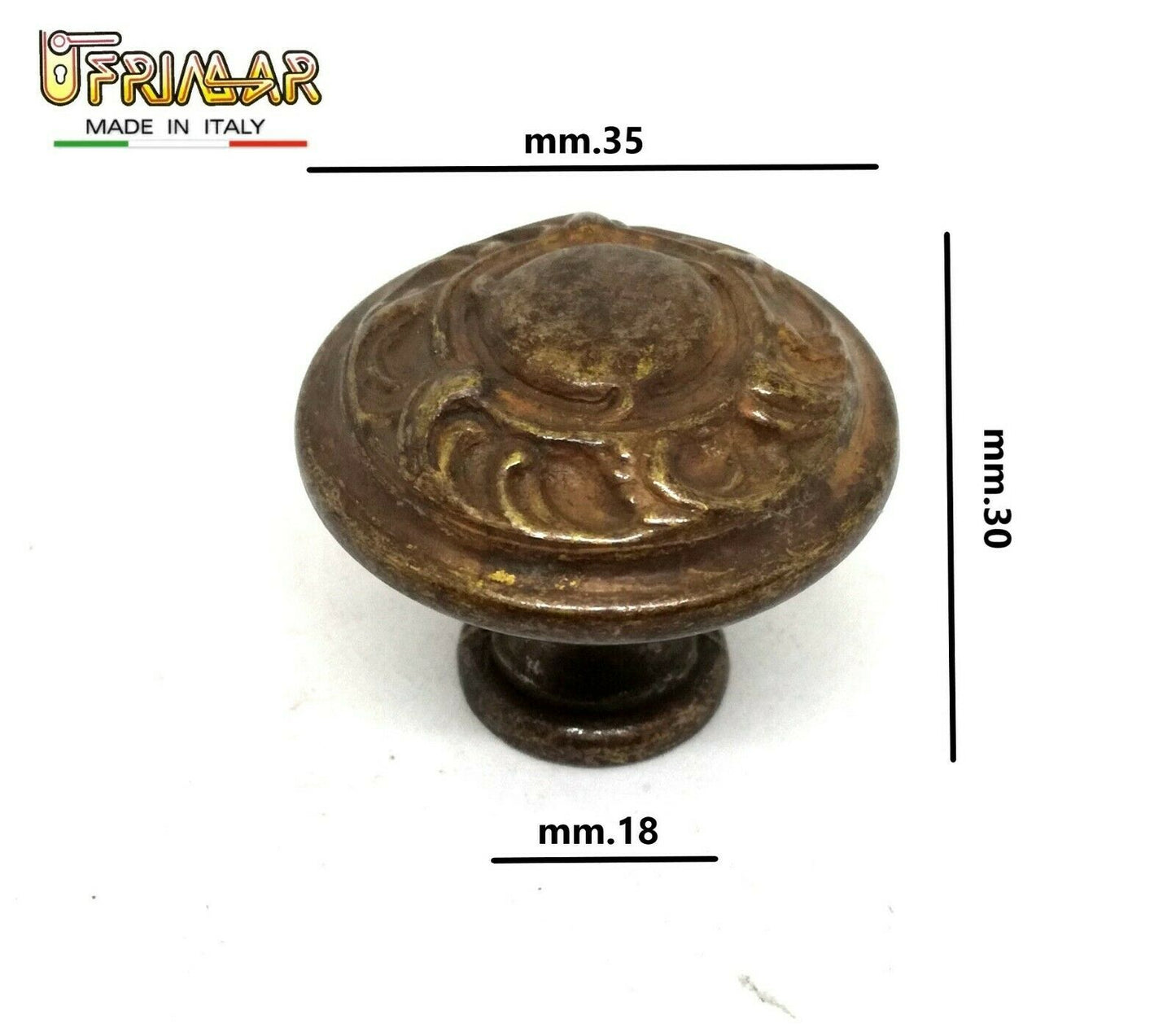 POMELLO PER CASSETTO MOBILI ANTICO STILE CLASSICO D.mm.35 BESANA BRONZO ANTICO