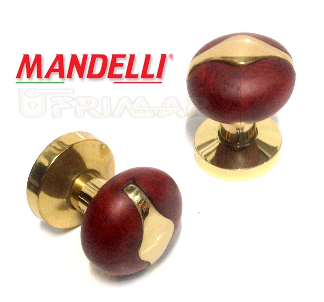 POMOLO PER  PORTA MANDELLI  DUO ART.3114 LEGNO RADICA + OTTONE LUCIDO