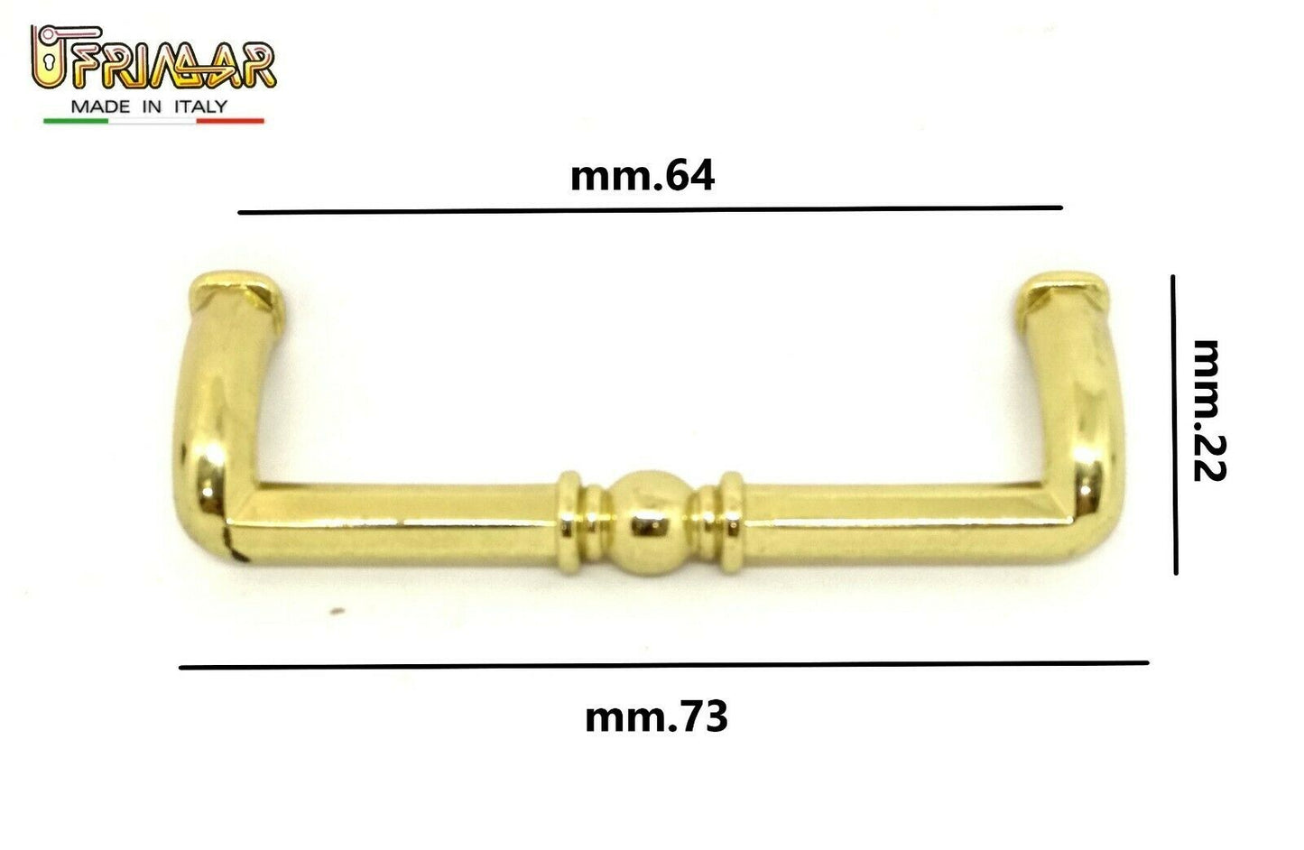 MANIGLIA PER MOBILI Interasse mm.64 ORO LUCIDO MANIGLIETTA ARMADIO ditta PAMAR