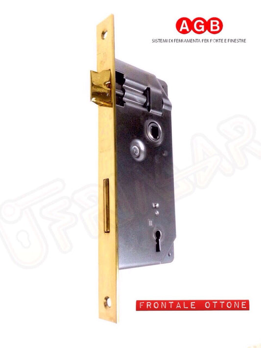 SERRATURA AGB PATENT GRANDE 00594.50 mm.50 IN OTTONE INFILARE D.90 BORDO QUADRO