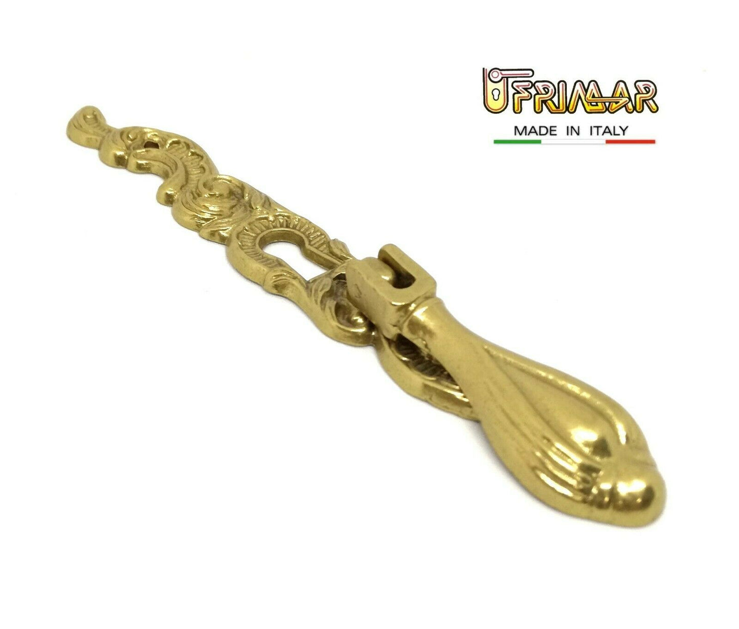 MANIGLIA CLASSICA PENDENTE MOBILI ANTICHI CON FORO CHIAVE OTTONE LUCIDO GIUSTI
