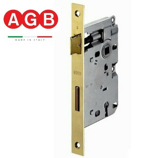 SERRATURA PORTA AGB PATENT PICCOLA B005725003 E. mm.50 OTTONATA CON INCONTRO