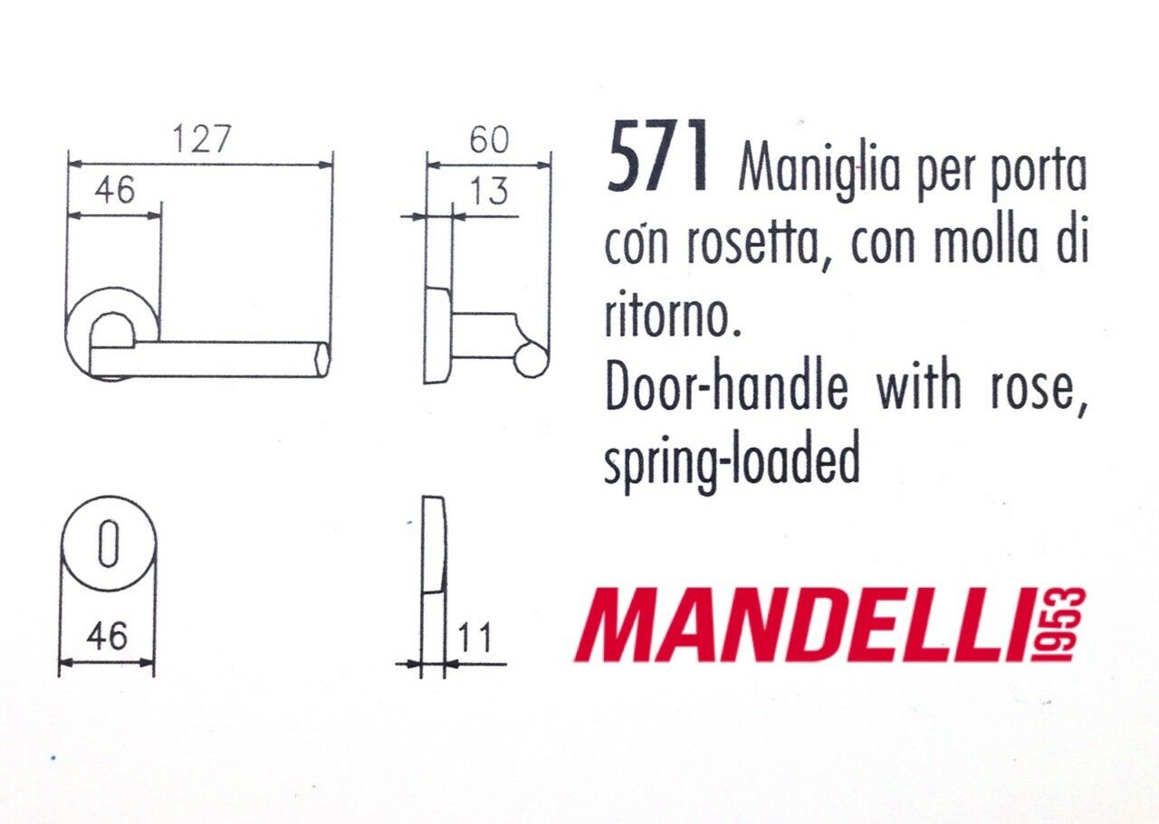 MANIGLIA PER PORTA MANDELLI serie SKATTO 571 ORO LUCIDO per porte interne