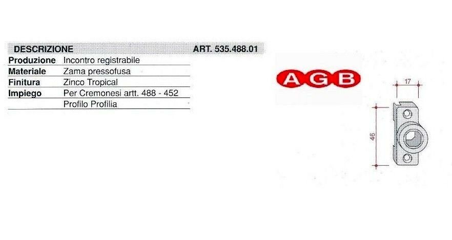 Incontro TOP registrabile AGB A200172223 53548801 per infissi PVC 8/22