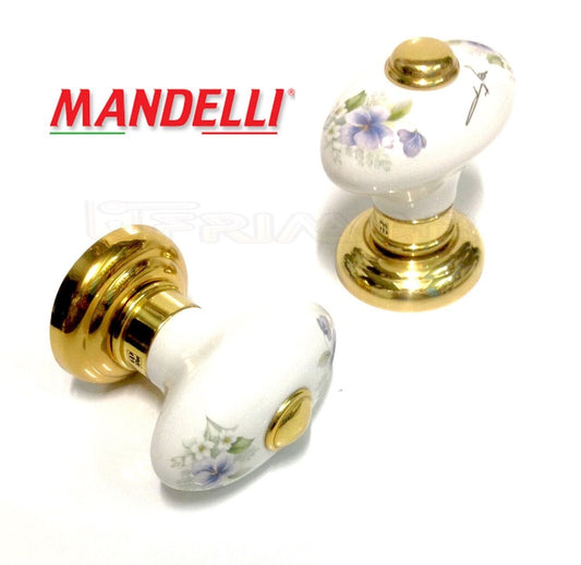 Pomolo Mandelli porcellana Art.614 Fin. Oro Lucido e Porcellana con Decoro porta