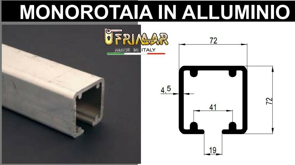 BINARIO PETTITI PORTATA KG.600 PER CARRELLO 4 RUOTE NYLON 4S600 AL METRO MS600