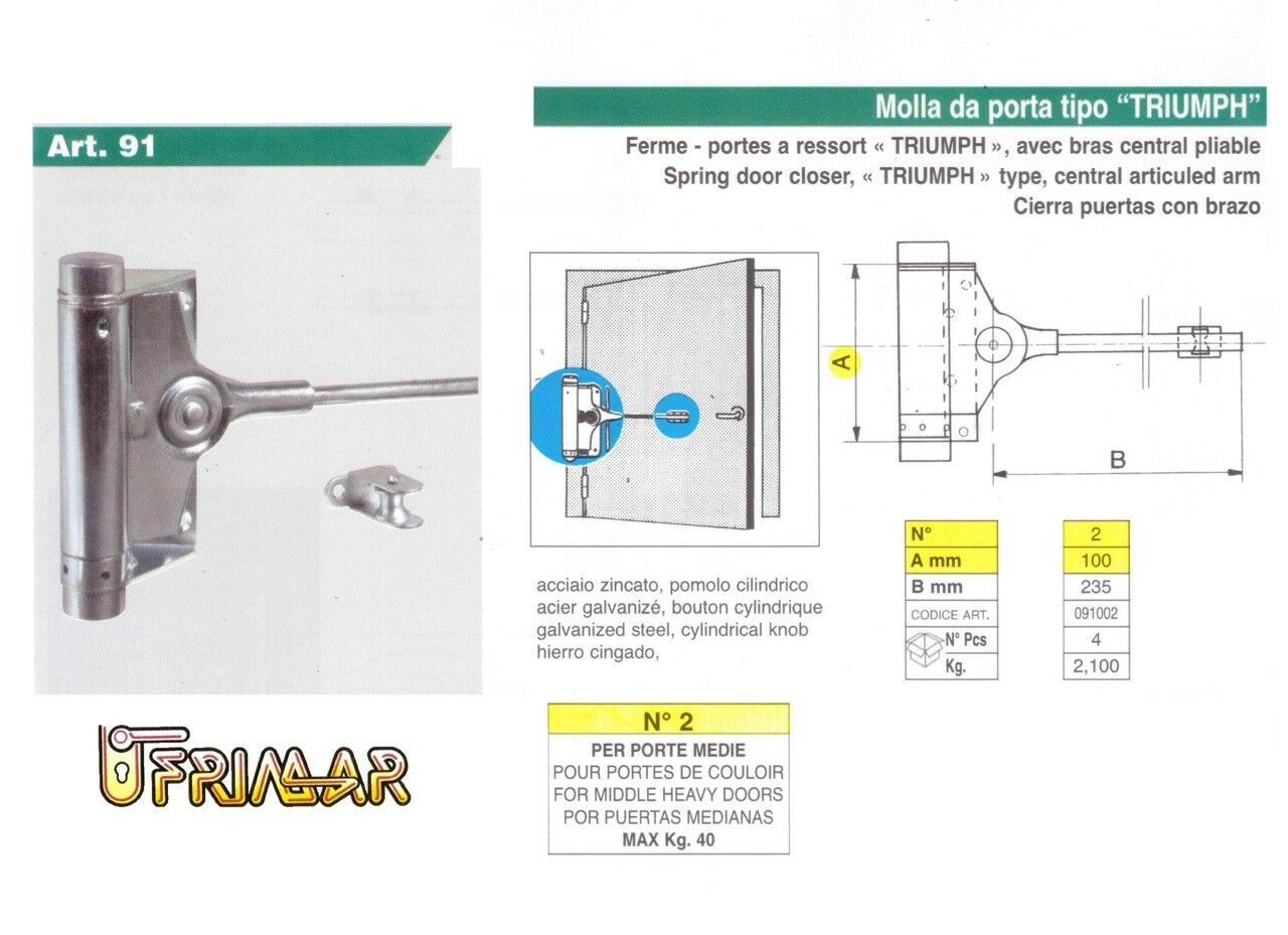 Chiudiporta A Molla Max-Power Triumph 75x215 Mm - Portata 25 Kg, Per Interni Ed Esterni - Foto 8