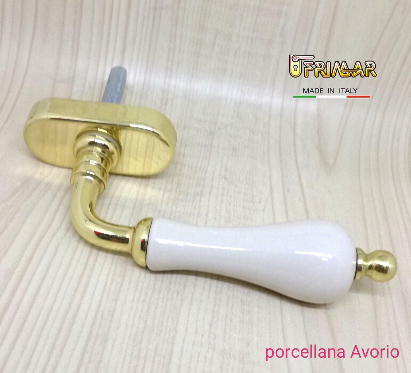 Cremonese ceramica DK martellina finestra porcellana avorio e Ottone lucido FINA