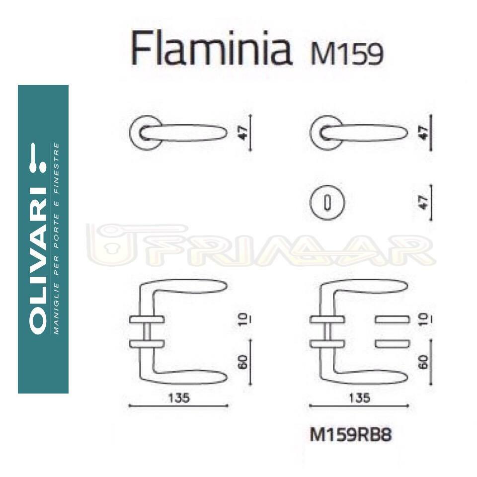 MANIGLIA PER PORTA OLIVARI FLAMINIA M159RB8 CROMO LUCIDO Design PENTA ASSOCIATI