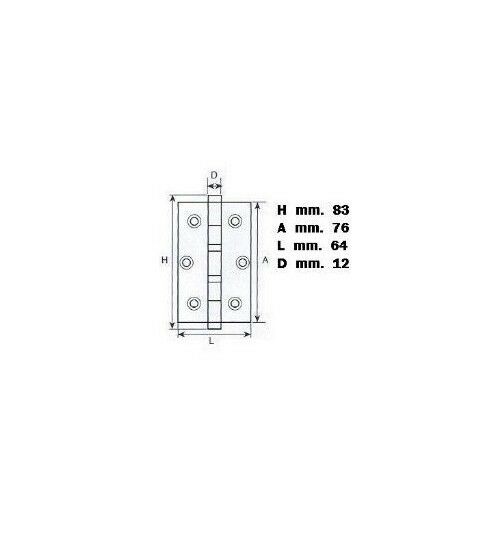 CERNIERA PER PORTA CON CUSCINETTI 3x2,5" mm.76x64 FERRO OTTONATO PER PORTE LEGNO