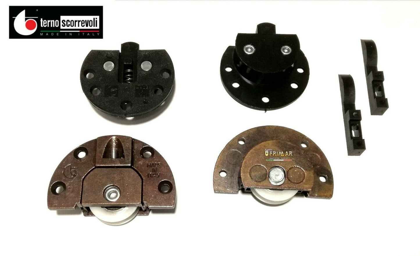 Kit per ante scorrevoli sovrapposte Terno art. 639 + 655 portata Kg.50  foro 35