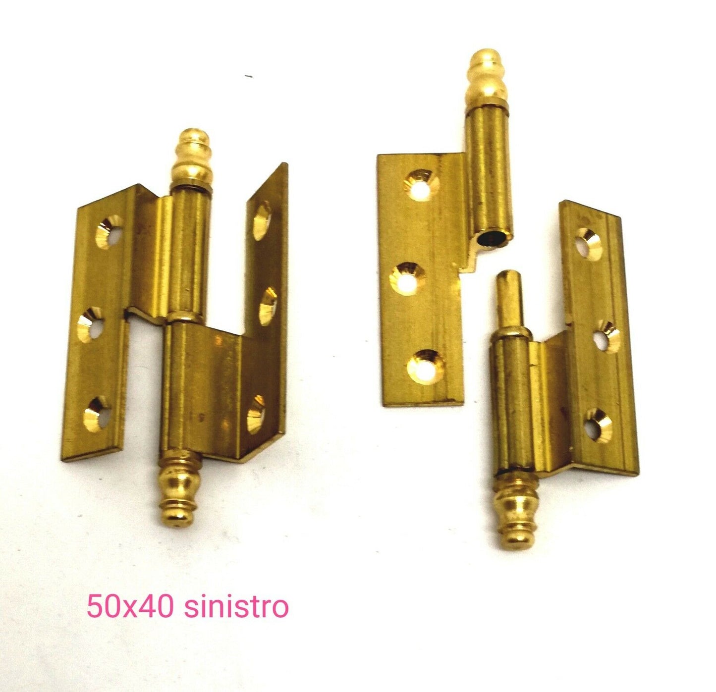 CERNIERA MOBILI ANTICHI BAROCCO CON BATTUTA mm.50x40 doppio collo OTTONE Dx/Sx