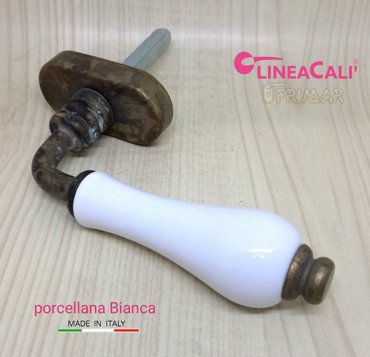 Cremonese ceramica DK per finestra porcellana bianca e Ottone antico LINEA CALI'