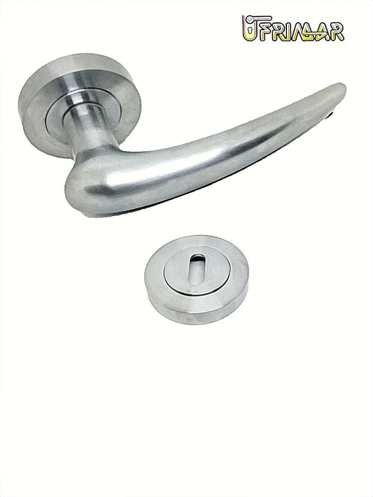 Maniglia porta moderna cromo satinato con bocchette d.55  coppia maniglia porta