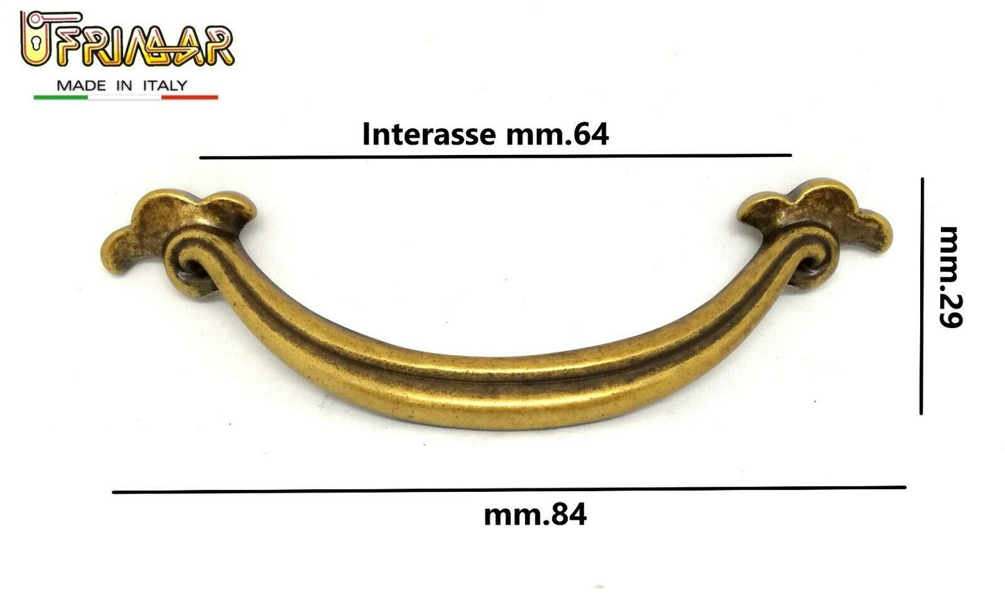 MANIGLIA CLASSICA PER MOBILI ANTICHI Interasse mm.64 BRONZO ORO TENTORI
