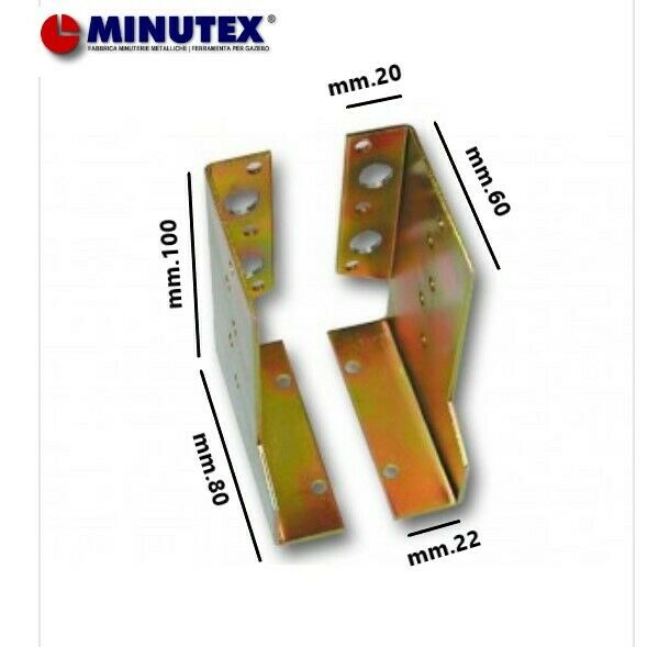 COPPIA STAFFE SUPPORTO ANCORAGGIO PER TRAVI IN LEGNO TIPO REGOLABILE H.mm.100