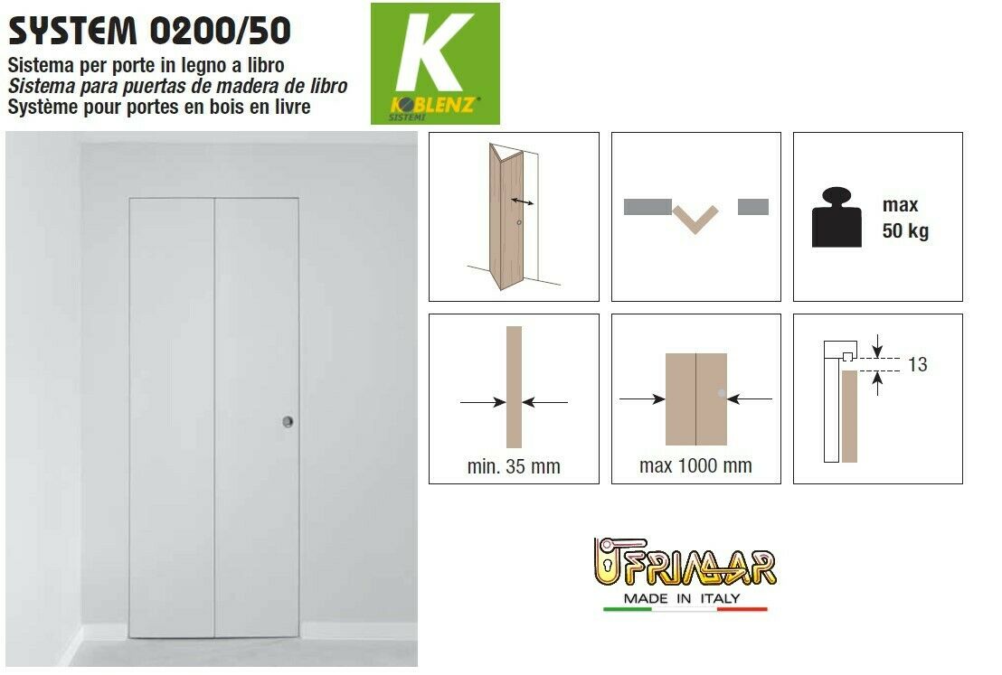 GUARNITURA KOBLENZ 0200/4 PER PORTE PIEGHEVOLI A LIBRO AMBIDESTRO SYSTEM 0200/50