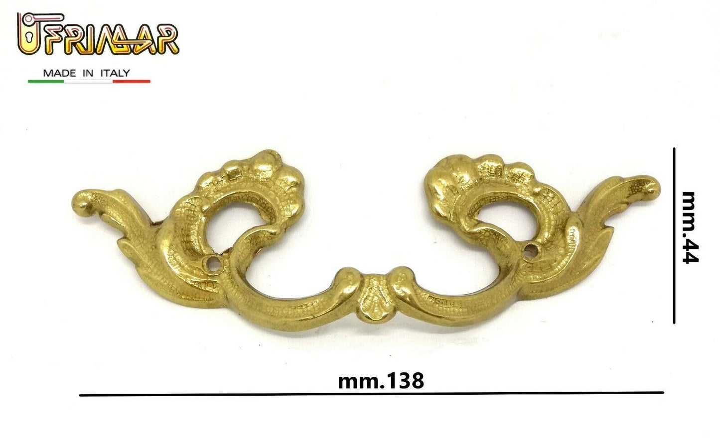 MANIGLIA CLASSICA PER MOBILI ANTICHI MANIGLIETTA mm.138 OTTONE LUCIDO GIUSTI