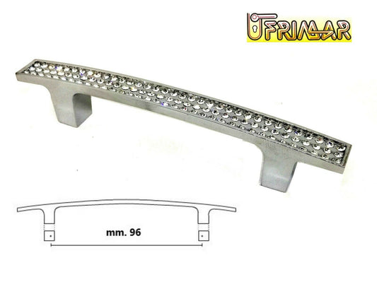 MANIGLIA MANIGLIETTA MOBILE CUCINA BAGNO INT.mm.96 CRISTALLO STRASS + CROMO